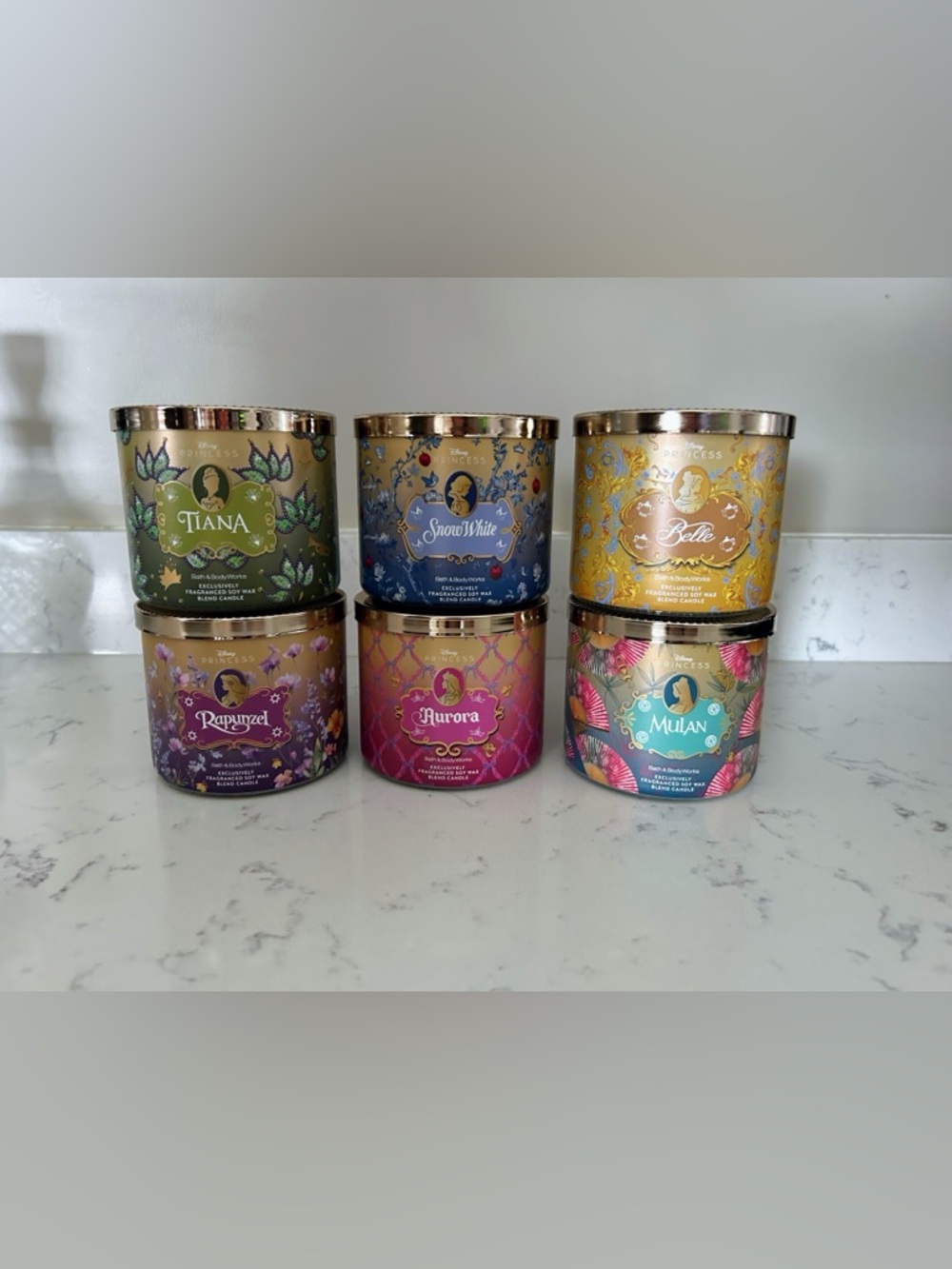 Bath and Body Works Disney Princess Complete Candle Set